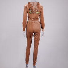 Load image into Gallery viewer, Duck Down Women's Zippered Tracksuit Golden Velvet Long Sleeve Hoodie Jacket+Pants Casual Jogging Outfits Two-piece Sets