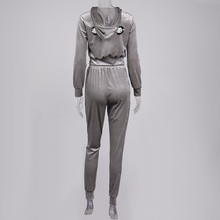 Load image into Gallery viewer, Bobby M. Women's Zippered Tracksuit Golden Velvet Long Sleeve Hoodie Jacket+Pants Casual Jogging Outfits Two-piece Sets