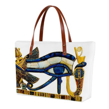 Load image into Gallery viewer, Eye ov Horus with The Two Sisters snow on snow  Cloth Totes
