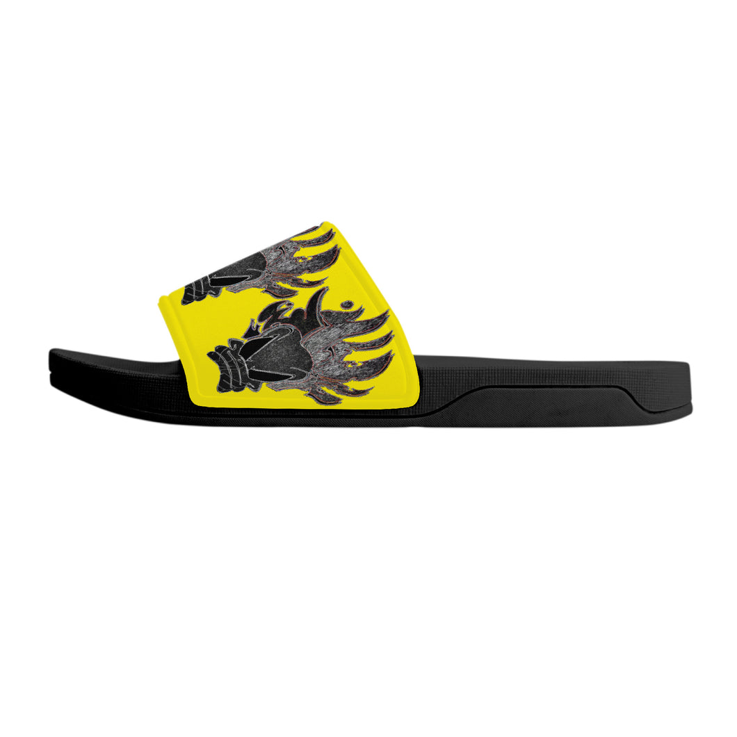 Mazzed out DD yellow  Slide Sandals - Black